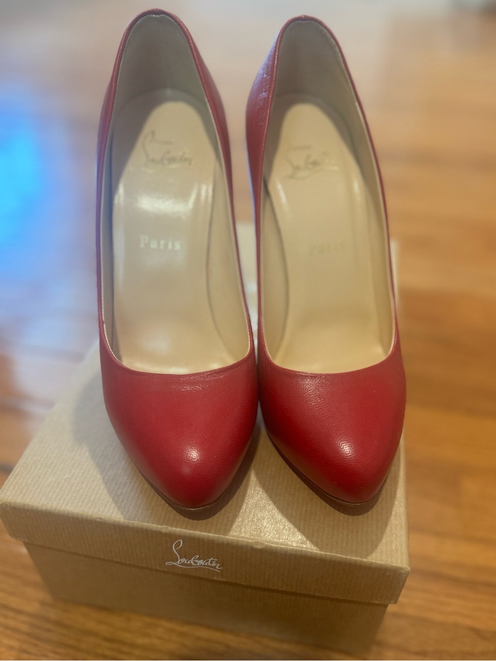Christian Louboutin Red Leather Pointed-Toe Pumps